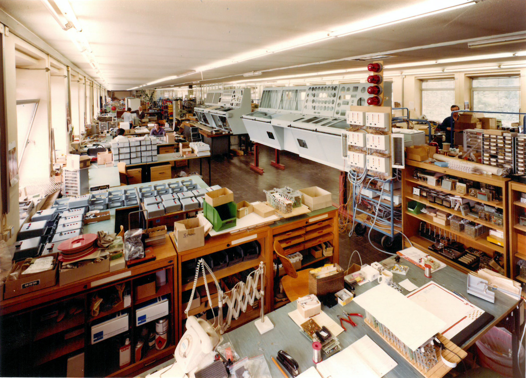 The image shows a historical photo of the centre building - project department