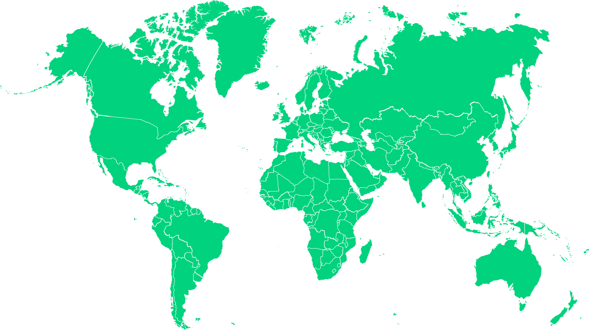 The image shows a green world map on a white background