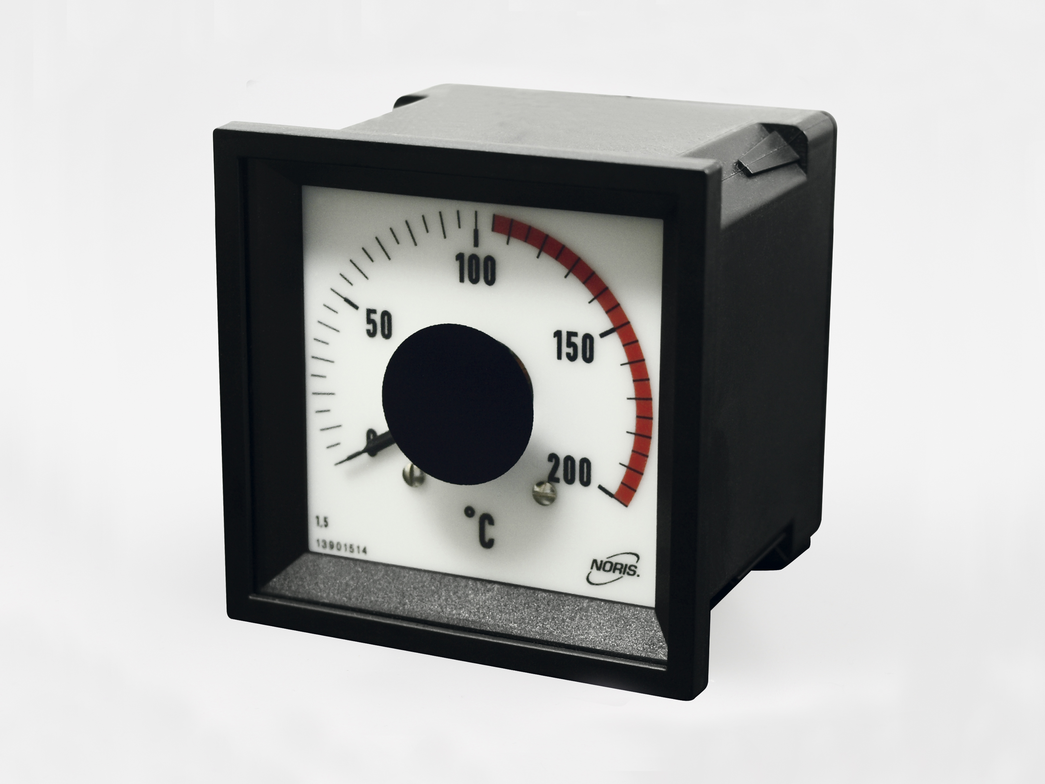 The image shows an analogue Indicator with moving coil element aquare model, white scale