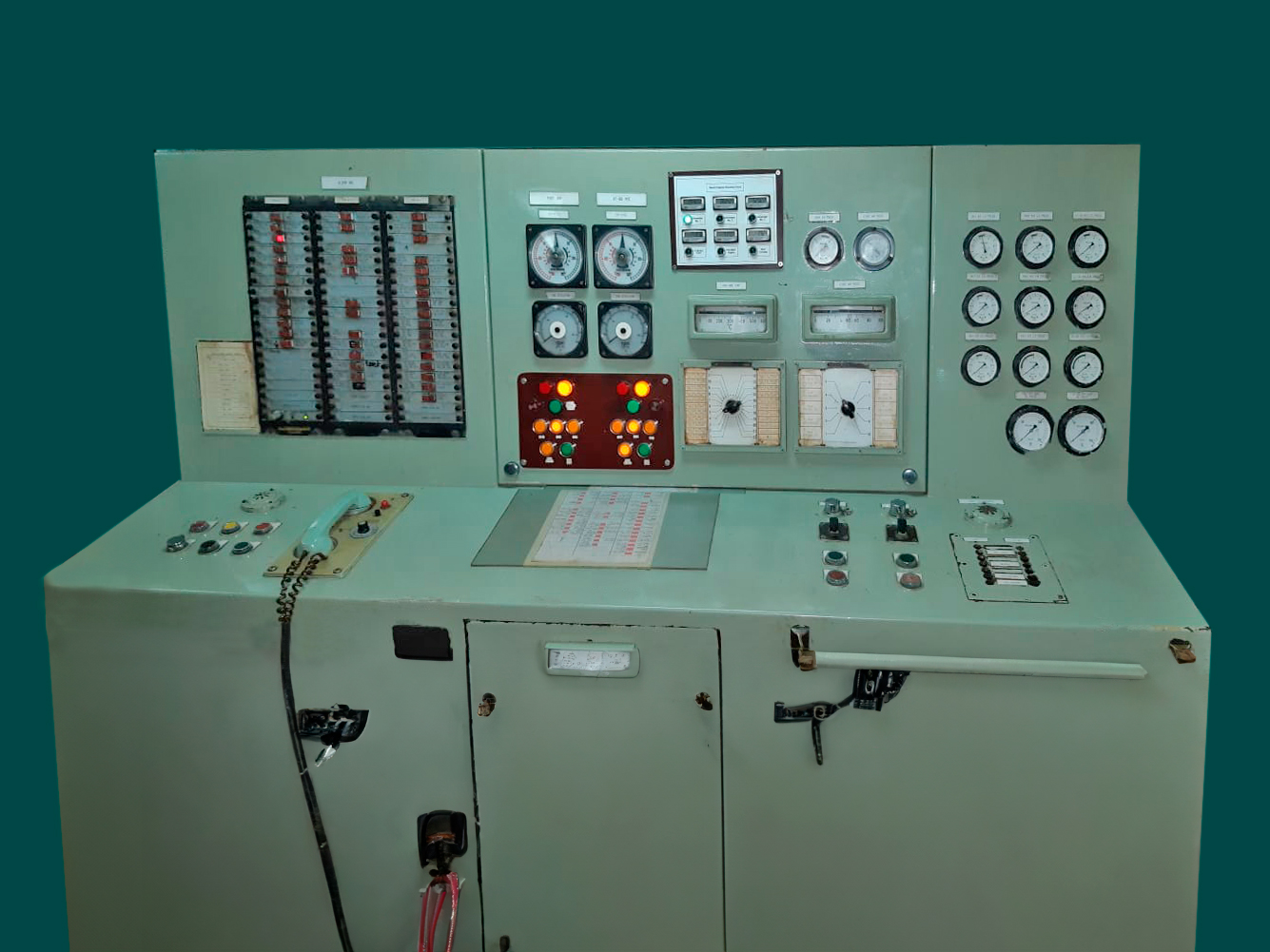 The image shows a engine room panel of an alarm and monitoring system of tanker